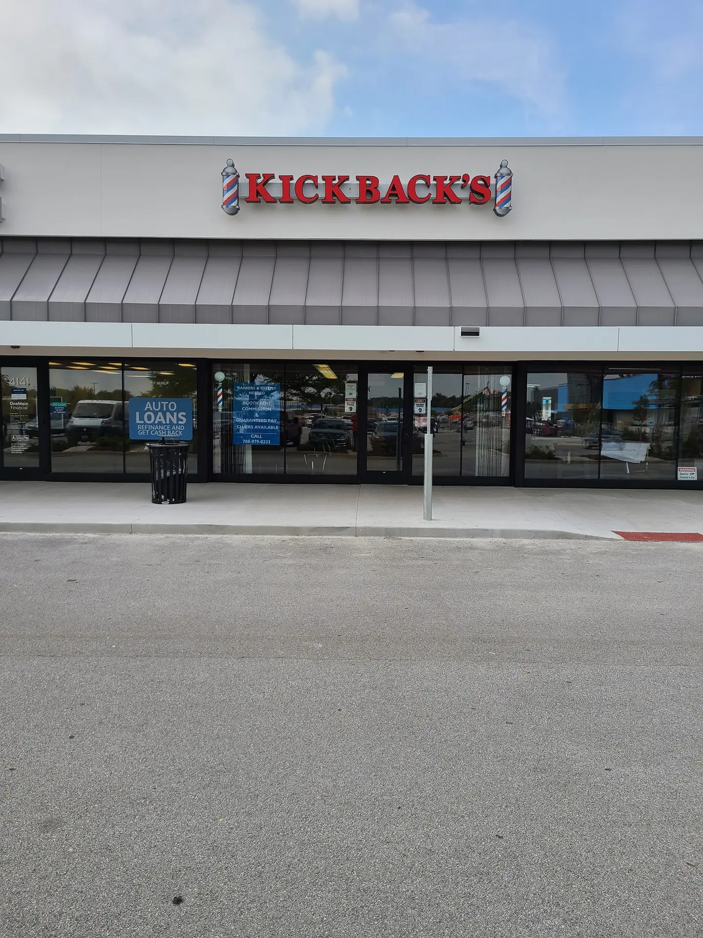 kickbacks barbershop exterior front entrance